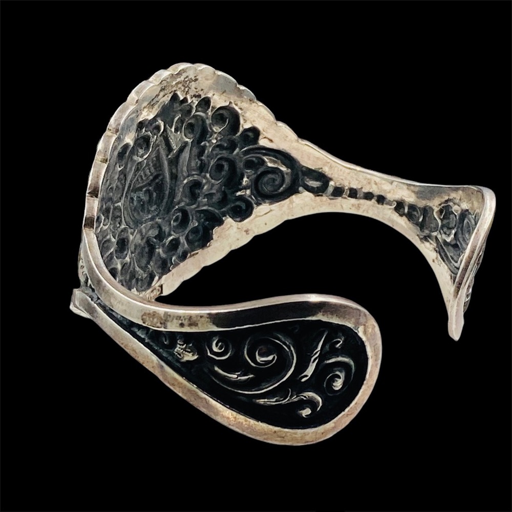 Rare Vintage 1930's Indonesian Yogya 800 Silver Lotus Flower Bracelet - Picture 6 of 9